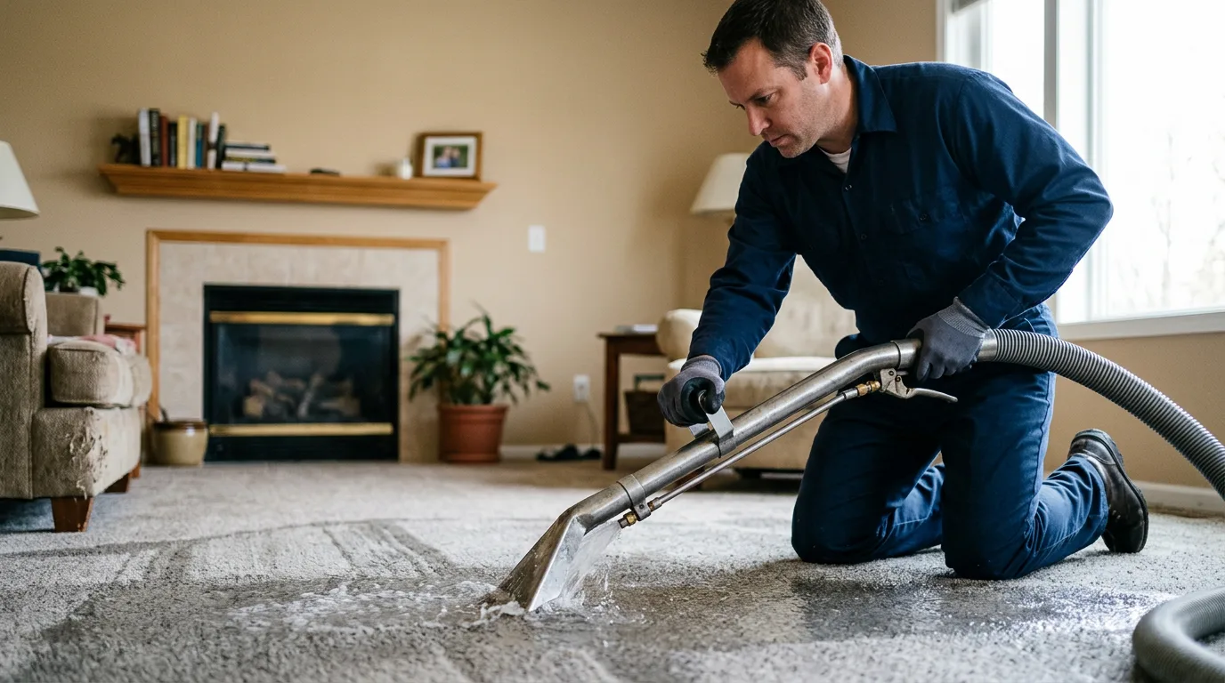 Water damage restoration technician working near Coal City, IN